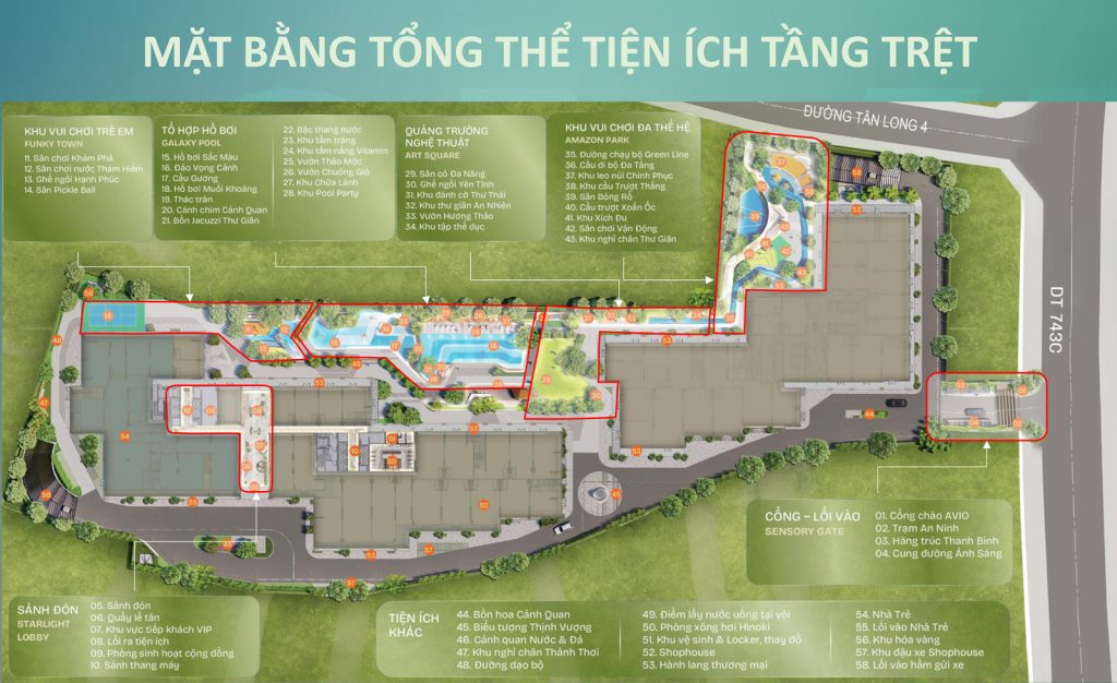 Mặt bằng tiện ích tầng trệt TT AVIO